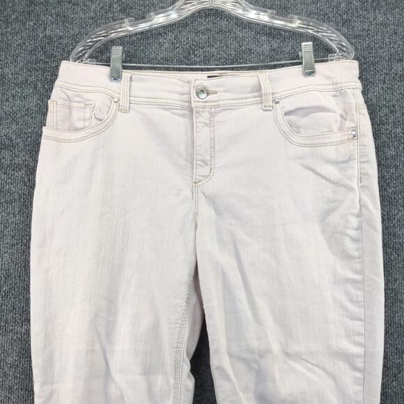 Chico's So Slimming Womens Pants Jeans Size 1.5 Beige Light Gray Ankle Zip - Picture 7 of 12